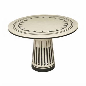 Table basse cascade en os blanc incrusté fait main, luxueuse et courbée, avec 2 tiroirs, pour entrée ou salon - Product Image 2