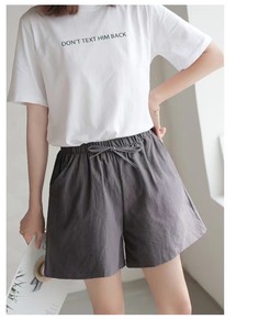 Jupe-short rose pour femme, taille élastique avec cordon de serrage, coupe ample, décontractée, couleur unie, tissu Oxford respirant, taille mi-haute - Product Image 3