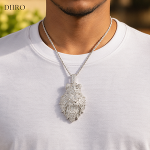 Colgante Cabeza de León Chapado en Oro de 18K con Moissanita, Estilo Hip Hop Iced Out, Joyería de Lujo Unisex - Product Image 5