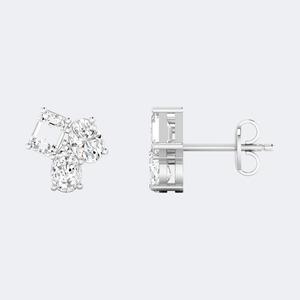 Boucles d'oreilles en diamant cultivé en laboratoire 0,90 CTW, taille brillant multi-formes, pour femmes, or 9K 14K 18K, luxe, couleur E F, VS VVS, bijoux fins - Product Image 4