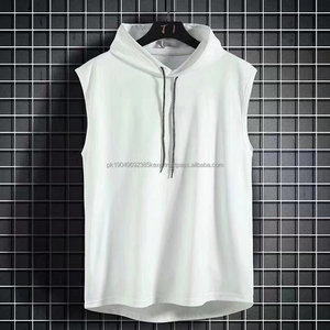 Sudadera con capucha de entrenamiento personalizada de fábrica para hombre, camiseta sin mangas transpirable para gimnasio y sudaderas con capucha sin mangas en tamaño XL, patrón impreso - Product Image 3