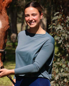 Camisa de equitación ligera para mujer, profesional, de manga larga, transpirable, elástica, para montar a caballo, servicio OEM - Product Image 1