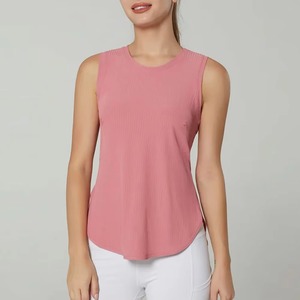 2026 Custom Womens Knitted Tank <b>Top</b> Plain Color <b>Ladies</b> Gym Sport <b>Vest</b> Fitness Wear Curved Hem Stylish Tank <b>Top</b> for Women - Product Image 3