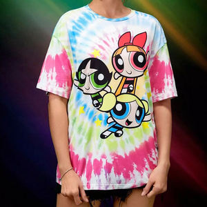 Camiseta de Verano para Mujer al por Mayor, Estampado de Dibujos Animados de las Chicas Superpoderosas, Tela Popelina 100% Algodón Ecológico Comprimido - Product Image 1