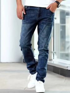 Nouveau jean en denim éco-responsable pour homme, taille mi-haute, coupe droite classique, décontracté, élastique, Bangladesh - Product Image 3