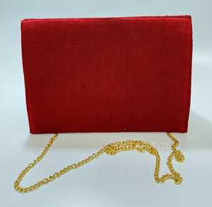 Pochette de soirée élégante et royale en lin artisanal de qualité supérieure, ornée de perles et de broderies de cristaux, avec bandoulière chaîne imperméable pour femme - Product Image 3