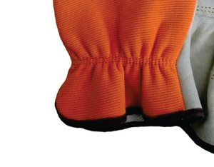 Leather Work Gloves Orange Palm Anti-Slip Elastic Wristband Abrasion Resistant General Purpose Safety Gloves - Product Image 6