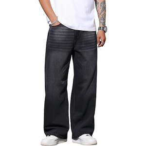 Men <b>Hip</b> Hop Streetwear Jeans Oversized Baggy Wide Leg Denim Pants Casual Fashion Clothing - Product Image 1