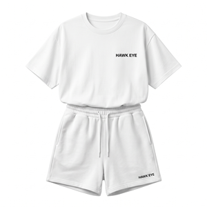 Ensemble de survêtement sportif personnalisé pour femmes, 2 pièces, ensemble d'été, t-shirt uni en coton et polyester, shorts pour femmes - Product Image 4