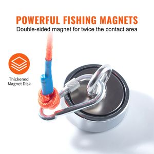 Magnete al Neodimio a Doppia Faccia da 1200 libbre, Diametro 2,95 Pollici, con Corda da 65 Piedi - Kit Pesca Magnetica Resistente, Attrezzi e Accessori per la Pesca - Product Image 2
