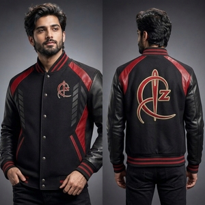 Chaqueta Universitaria de Béisbol Personalizada de la Mejor Calidad para Adultos y Jóvenes, Material de Lana de Color Personalizado con Mangas de Cuero - Product Image 6