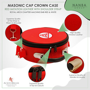 Estuche para Gorra/Sombrero de Capítulo del Arco Real Masónico, Bordado en Rojo con Triple Tau y Cierre de Cremallera, Ligero - Product Image 3