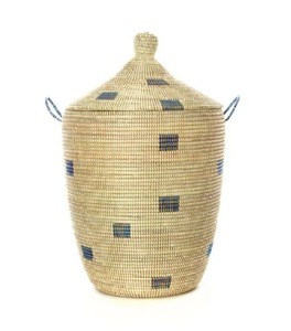 Set of 3 Handwoven Blue & Cream <b>Bath</b> Hamper Baskets Handmade <b>Storage</b> Basket Wholesale eco-friendly Made Viet Nam - Product Image 3