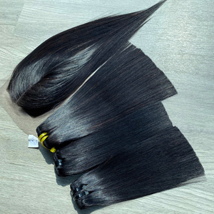 Conjunto de color negro al por mayor 100% cabello humano vietnamita virgen crudo peluca corta hueso recto Super doble extensión de cabello dibujado - Product Image 5