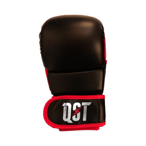 ถุงมือชกมวยสีดำแดงสำหรับมืออาชีพ หนังแท้ ระบายอากาศได้ดี แบบติดตีนตุ๊กแก ครึ่งนิ้ว สำหรับ MMA คิกบ็อกซิ่ง แบบสั่งทำพิเศษ - Product Image 3