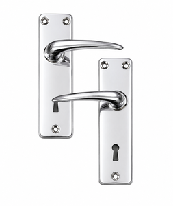 Manija de puerta cromada con cerradura de 70x40mm, juego de cerradura con llave, herrajes modernos para puertas interiores, venta al por mayor - Product Image 1