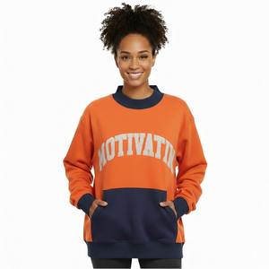 Sweat-shirt surdimensionné personnalisé pour femme, col montant, en molleton de coton et polyester de haute qualité, broderie 3D imprimée, collection hiver, ODM Front - Product Image 4