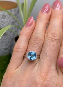 Topacio Azul Cielo Natural, Certificado por IGI, Diseño Vintage, Plata de Ley 925, Hecho a Mano, Sin Níquel, Joyería Fina para Mujer - Product Image 5