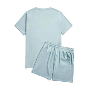 Custom Private Logo <b>Men</b> Casual Sports Two Piece Set High Quality Soft 100% Cotton T-Shirt and <b>Shorts</b> Matching Outfit Comfortable - Product Image 3