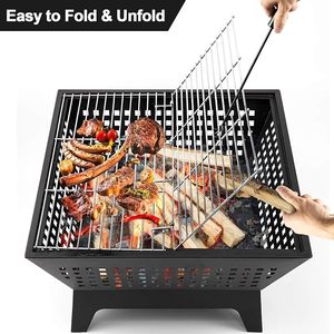Modern Outdoor Fire Pit with Spark Screen Freestanding Iron <b>Wood</b> <b>Burning</b> <b>Garden</b> Fireplace - Product Image 4