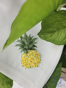 Custom Wholesale Embroidery Pineapple Dinner Napkin Polyester Linen Blend <b>Table</b> Napkin <b>Cloth</b> Napkin Home Events Wedding - Product Image 2