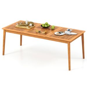 Tavolo da Pranzo Rettangolare in Legno di Acacia per 8 Persone con Foro per Ombrellone - Product Image 1