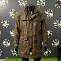Manteau long en toile 100 % coton pour homme, col montant, marron, épais, imperméable et respirant, idéal pour l'extérieur, automne-hiver, personnalisable
