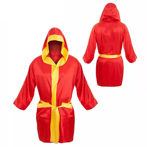 Robe de boxe à capuche en tissu satiné de haute qualité, tenue d'arts martiaux pour enfants et adultes, style sportif, robe de ring - Product Image 1