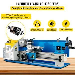 Tornio Compatto per Metallo 7" X 14" 0-2500 RPM con Mandrino a 3 Griffe da 4" Design da Banco Macchinario per Lavorazione Metalli - Product Image 4