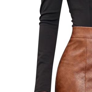 Nueva Falda de Invierno de Pana y Cuero Genuino para Mujer, Diseño en Línea A, Estilo Urbano, Personalizable - Product Image 5