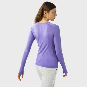 Yoga Wear <b>Women</b> Gym Fitness Set Compression <b>Long</b> Sleeve t Shirt Seamless Top - Product Image 5