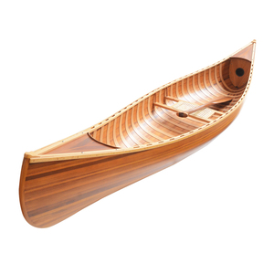 Canoa Artesanal de Cedro Rojo con Asiento Individual, Bote de Remo de Fibra de Vidrio con Proa Curva para Exhibición - 301Lx66.7Wx40.65H cm - Product Image 1