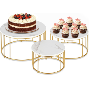 Luxurious <b>Marble</b> Cupcake <b>Stand</b> 2 Tier Restaurant Round Nature <b>Marble</b> Serving Trays Platter White Stone <b>Cake</b> <b>Stand</b> - Product Image 6