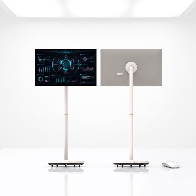 Smart Touch Panel Portable Display Screen 32 27 24 Inch Octa Core Wireless Android 15 System Movable Monitor Floor Stand