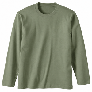 Camiseta de Manga Larga para Hombre, Cuello Redondo, Color Sólido, Corte Regular, 100% Algodón Jersey, Ropa Casual - Product Image 1