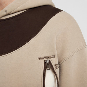 Sudadera con Capucha Extra Grande para Hombre Amkaor, Color Beige Marrón con Bloques de Color en Contraste, Corte Casual, Felpa Francesa, 100% Algodón, Ropa de Otoño - Product Image 6