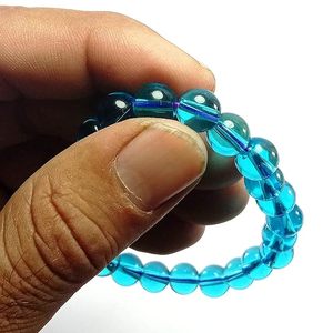 Bracelet rond en obsidienne aqua marine Feng Shui fait main pour hommes et femmes, perles rondes de 8 à 10 mm, bijoux de mode énergétiques - Product Image 4