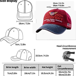 Gorra de Béisbol Patriótica de Poliéster con Diseño del Águila y Campana de la Libertad en Bordado 3D, Cierre de Hebilla Metálica, Edición del 250 Aniversario de EE. UU. - Product Image 2