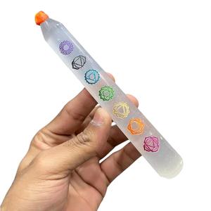 Varita de Selenita Natural Pulida, Cristal de Chakra, 7 Chakras Grabados, Energía Curativa, Limpieza, Meditación, Masaje - Product Image 4
