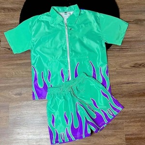 New Summer Breathable Nylon Windbreaker Full Length <b>Zip</b> <b>up</b> <b>Jacket</b> 2 in 1 Design Unisex Tracksuit Set - Product Image 1