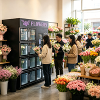 Distributeur automatique de fleurs à paiement en un clic, rappel intelligent du stock, autocollant personnalisé couleur marque, casier