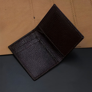 Chocolate Brown Cowhide Billfold Minimalist Credit <b>Card</b> Wallet Lightweight Everyday Cash Pouch Wholesale Travel <b>Folder</b> For Men - Product Image 2