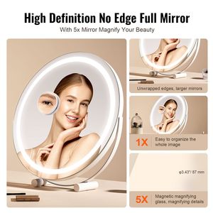 Smart Touch Control LED Makeup <b>Mirror</b> 20 <b>Vanity</b> <b>Mirror</b> <b>Lights</b> 360 5X Magnification 3 Color Lighting Modes - Product Image 3