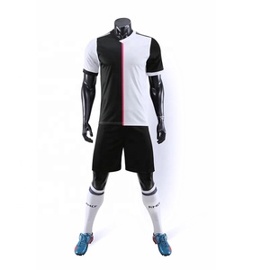 OEM Personalizado, Liso, en Blanco, con Rayas, Messi # 30 uniformes de fútbol, camisetas de fútbol 100% poliéster con bloques de color - Product Image 1