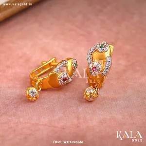 Boucles d'oreilles clipsables en or 18 carats de qualité supérieure pour femmes, serties de diamants, design tendance et élégant pour un usage quotidien et traditionnel, option cadeau - Product Image 2