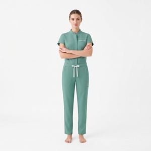 Ensemble de blouses d'infirmière Hawk Eye pour femmes, vert, manches courtes, pantalon, uniformes d'hôpital avec poches, tissu jersey - Product Image 6