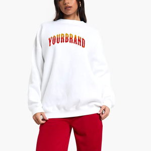 Sweat-shirt oversize pour femme, col rond, 100% coton, épaules tombantes, vert uni, respirant, streetwear, manches longues - Product Image 2