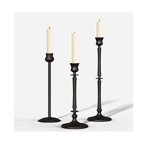 Gold and Black <b>Taper</b> <b>Candle</b> Holder Set Elegant Bubble Stem Metal <b>Candle</b> Stands Minimalist Multi Height Dinning Table Centerpiece - Product Image 4