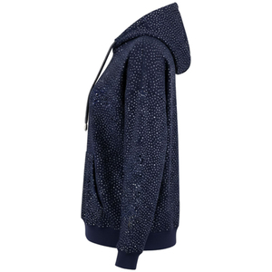 2026 <b>Top</b> Selling <b>Women's</b> <b>Navy</b> Blue Rhinestone Hoodie Pullover Hooded Sweatshirt All Over Crystal Embellished Casual Streetwear - Product Image 3