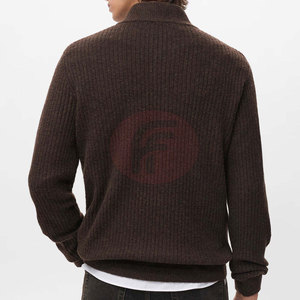 Comfortable Men <b>Quarter</b> <b>Zip</b> <b>Sweater</b> Mock Neck Long Sleeve Knit Winter Warm Casual Lightweight Breathable 100% Cotton - Product Image 3